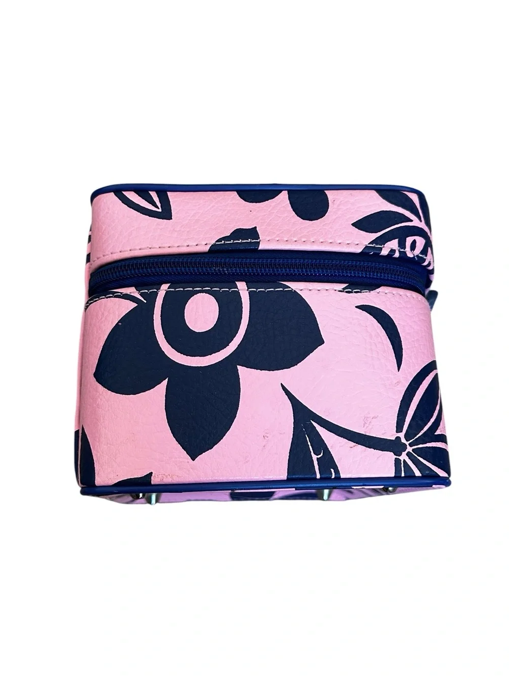 Y2K Roxy Train Case Makeup Travel Carrier Pink Blue Hawaiian Girly Vanity Rare
